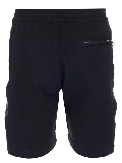 Shop Alexander Mcqueen Selvedge Logo Tape Shorts In Black