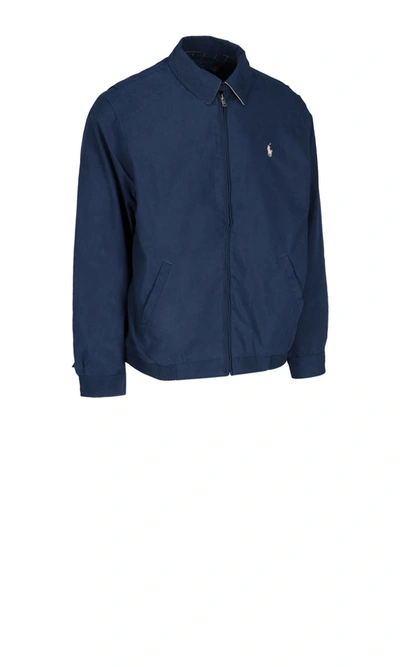 Shop Polo Ralph Lauren Logo Embroidered Jacket In Blue