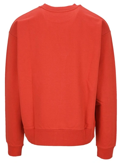 Shop Marni Logo Print Crewneck Sweatshirt In Red
