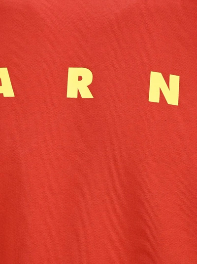 Shop Marni Logo Print Crewneck Sweatshirt In Red