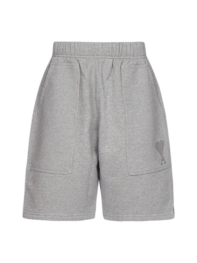 Shop Ami Alexandre Mattiussi Ami Ami De Coeur Motif Track Shorts In Grey