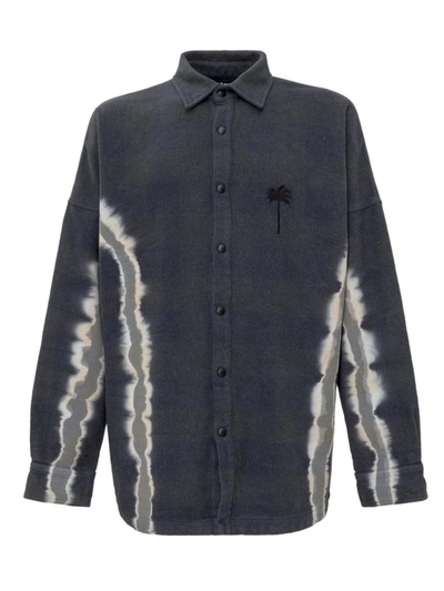 Shop Palm Angels Tie Dye Palm Overshirt In Blue