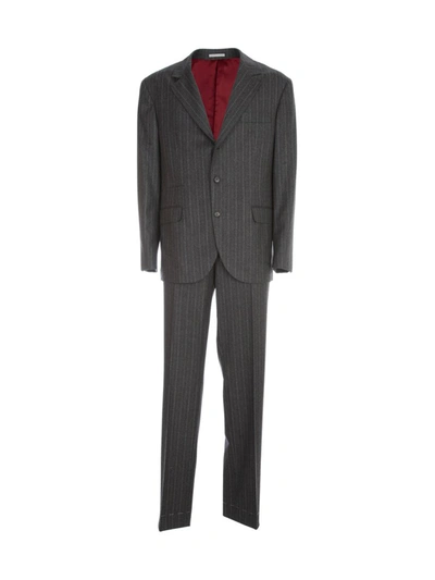 Shop Brunello Cucinelli Pinstriped Suit In Grey