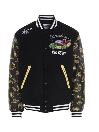 Shop Moschino Spaceship Patch Bomber Jacket In Multi