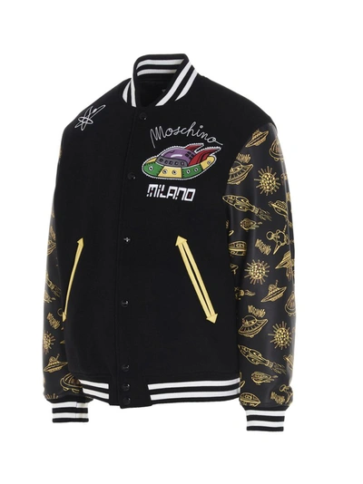 Shop Moschino Spaceship Patch Bomber Jacket In Multi