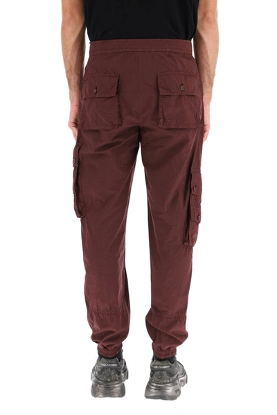 Shop Dolce & Gabbana Cuffed Cargo Pants In Red