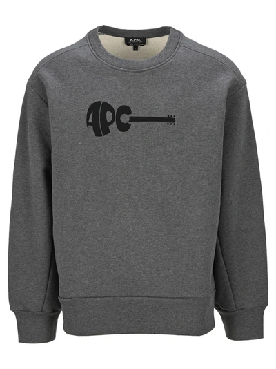 Shop Apc A.p.c Guitar Logo Printed Sweatshirt In Grey