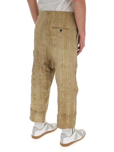 Shop Uma Wang Textured Striped Trousers In Beige