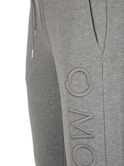 Shop Moncler Logo Embroidered Track Pants In Grey