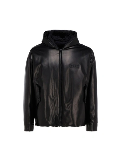 Shop Valentino Reversible Leather Jacket In Black