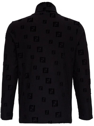 Shop Fendi Ff Monogram Roll Neck Jumper In Black