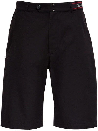 Shop Alexander Mcqueen Logo Waistband Bermuda Shorts In Black