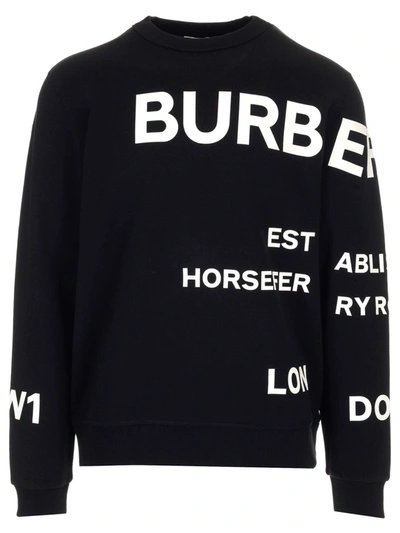 Shop Burberry Logo Print Crewneck Sweatshirt In Black