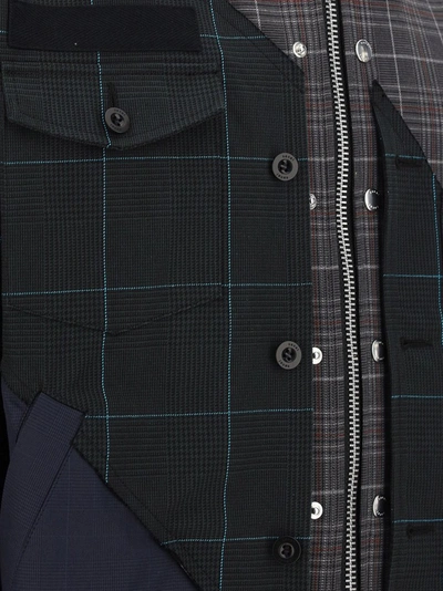 Shop Sacai Checked Panelled Jacket In Multi