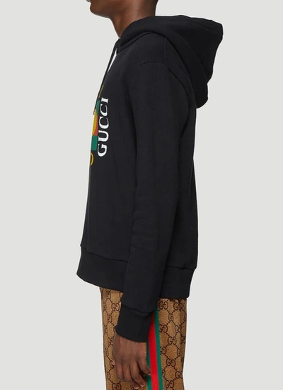 Shop Gucci Logo Printed Hoodie In Black