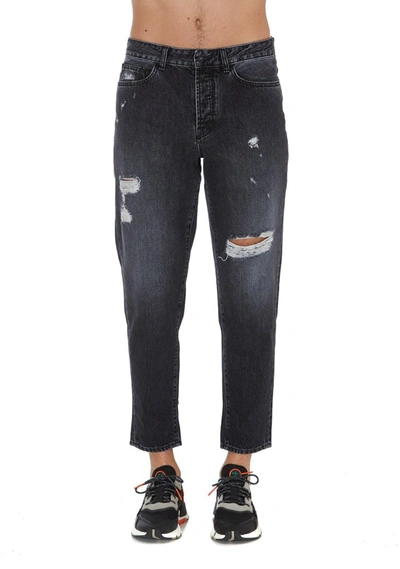 Shop Marcelo Burlon County Of Milan Distressed Tapered Jeans In Black