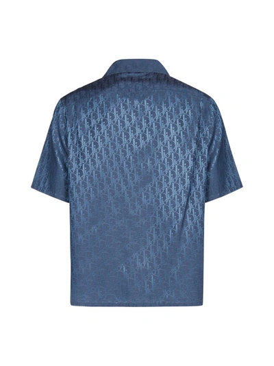 Shop Dior Homme Oblique Short Sleeve Shirt In Blue