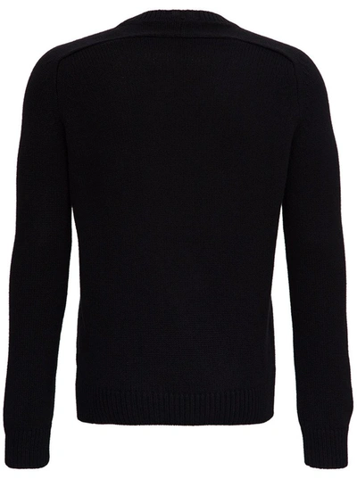 Shop Saint Laurent Crewneck Knitted Jumper In Black