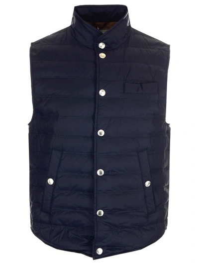 Shop Brunello Cucinelli Padded Zipped Gillet In Blue