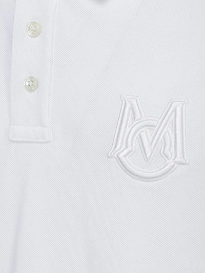 Shop Moncler Logo Embroidered Polo Shirt In White