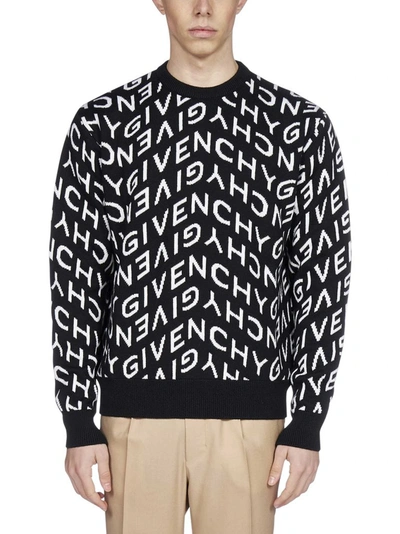 Shop Givenchy Refracted Logo Jacquard Sweater In Black