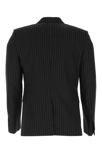 Shop Saint Laurent Rive Gauche Stripe Blazer In Black
