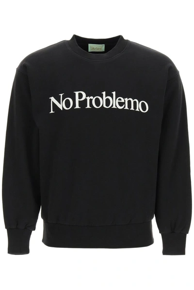 Shop Aries No Problemo Print Crewneck Sweatshirt In Black