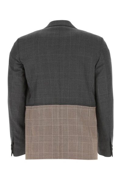 Shop Fendi Zipped Bicolor Check Blazer In Multi