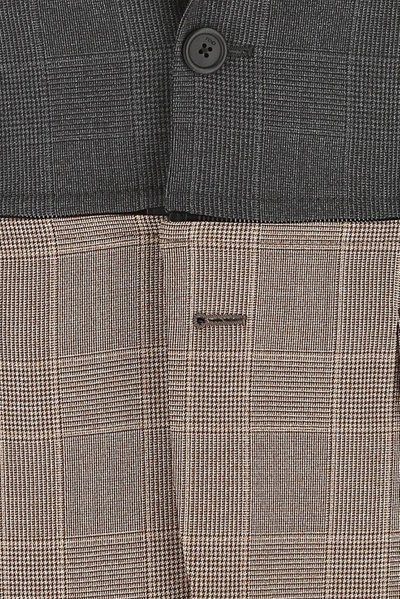 Shop Fendi Zipped Bicolor Check Blazer In Multi