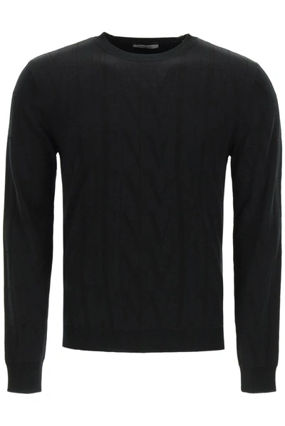 Shop Valentino Vltn Crewneck Pullover In Black