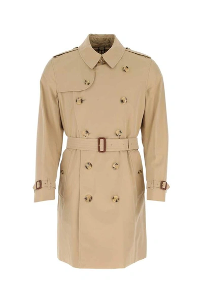 Shop Burberry Kensington Heritage Mid Length Trench Coat In Beige