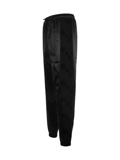 Shop Fendi Ff Motif Band Trousers In Black