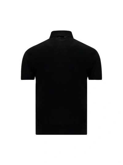 Prada Triangle Patch Polo Shirt In Black | ModeSens