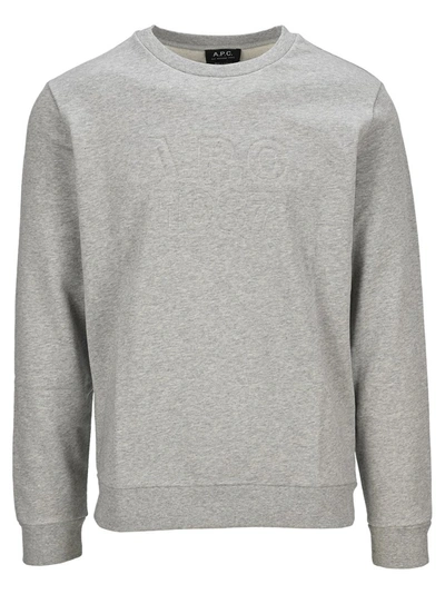Shop Apc A.p.c Logo Embossed Sweatshirt In Grey