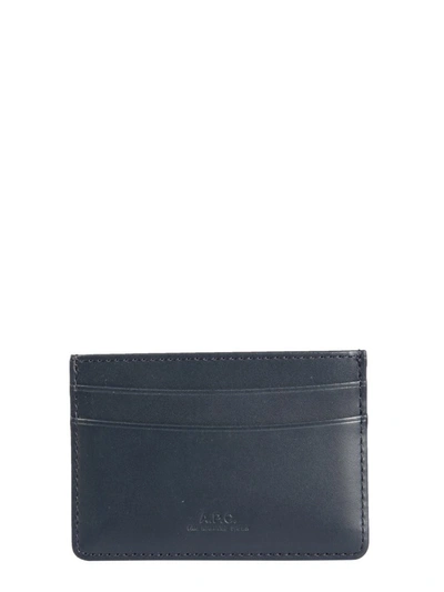 Shop Apc A.p.c. Andre Logo Cardholder In Blue