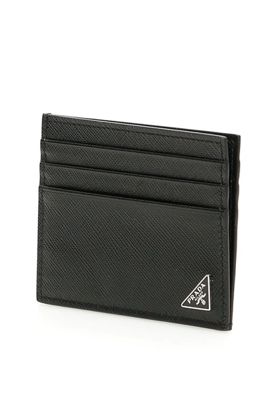 Shop Prada Logo Plaque Cardholder In Black