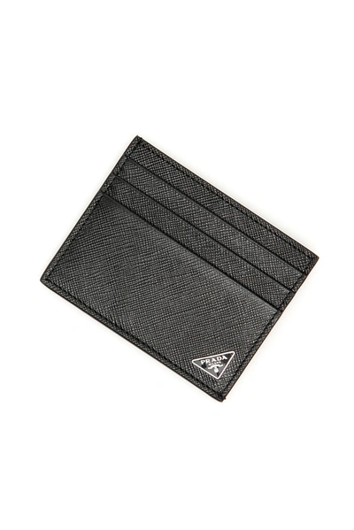 Shop Prada Logo Plaque Cardholder In Black