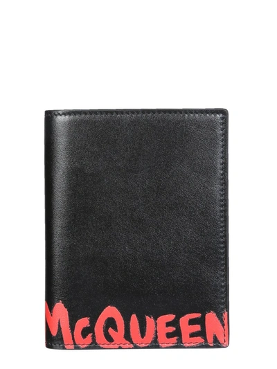 Shop Alexander Mcqueen Graffiti Logo Cardholder In Black