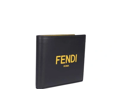 Shop Fendi Roma Lettering Bifold Wallet In Black