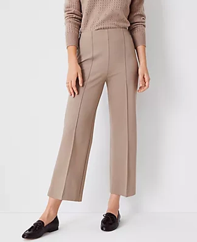 Shop Ann Taylor The Side Zip Wide Leg Crop Pant In Essential Taupe