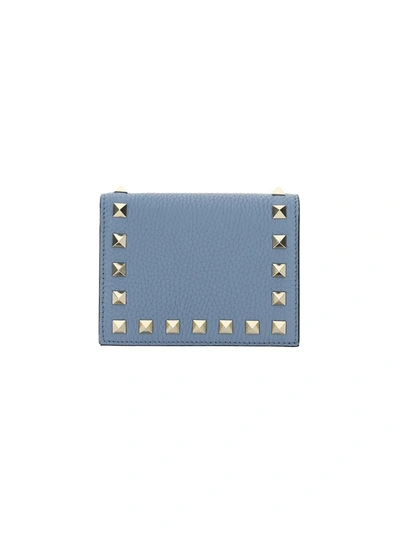 Shop Valentino Garavani Rockstud Small Compact Wallet In Blue