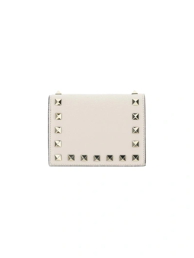 Shop Valentino Garavani Rockstud Small Compact Wallet In White