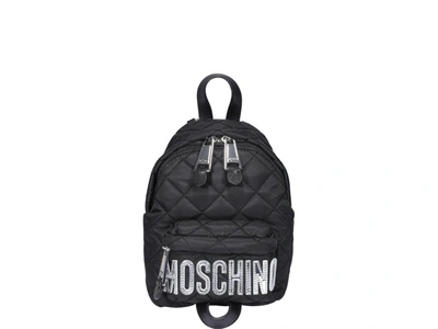 Shop Moschino Quilted Logo Backpack In Black