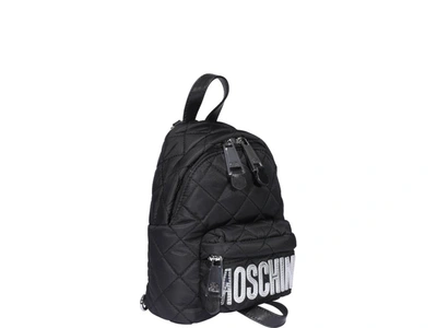 Shop Moschino Quilted Logo Backpack In Black
