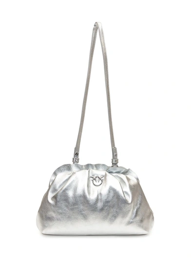 Shop Pinko Mini Chain Clutch Bag In Silver