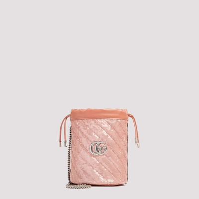 Shop Gucci Gg Marmont Mini Sequins Bucket Bag In Pink