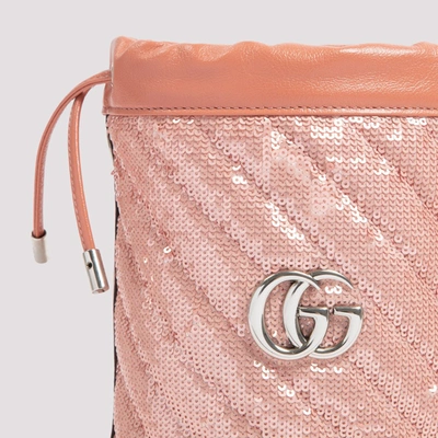Shop Gucci Gg Marmont Mini Sequins Bucket Bag In Pink