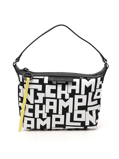 Ladies Le Pliage Clutch In Black/white