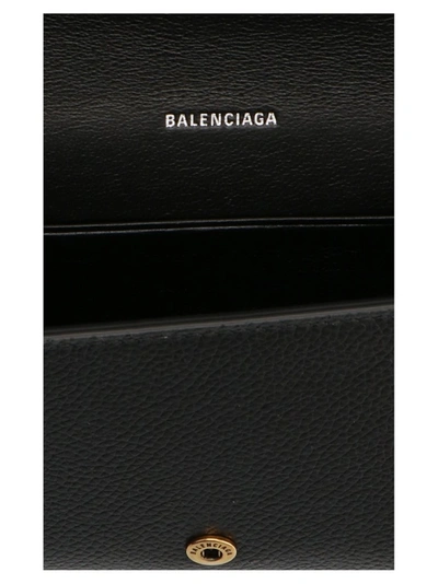 Shop Balenciaga Cash Logo Chain Wallet In Black