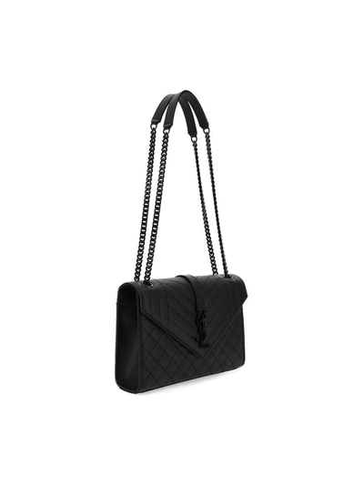 Shop Saint Laurent Envelope Matelassé Medium Shoulder Bag In Black